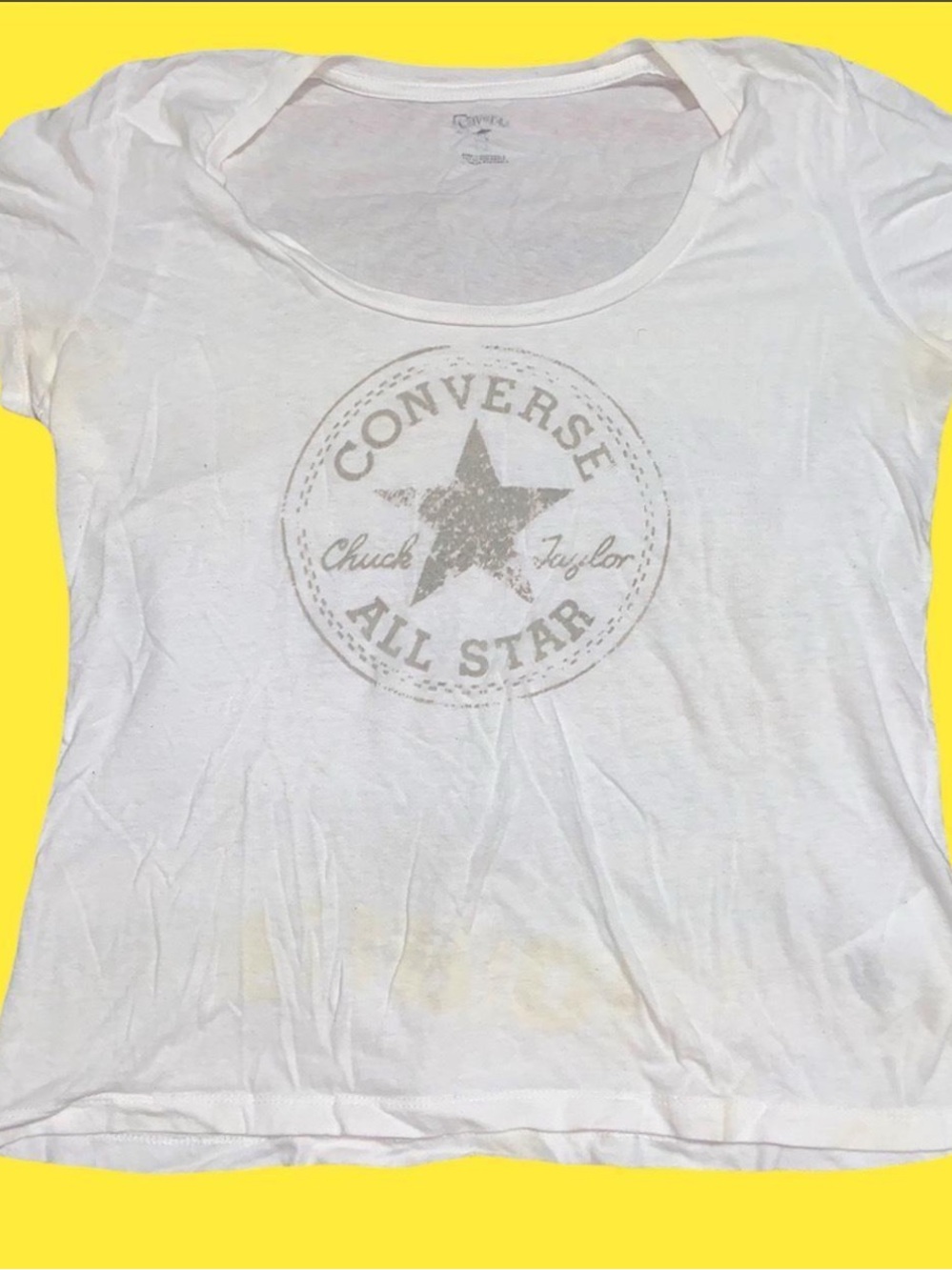 Converse White Scoop Neck Short Sleeve Tee with Faded All Star Logo - 0005